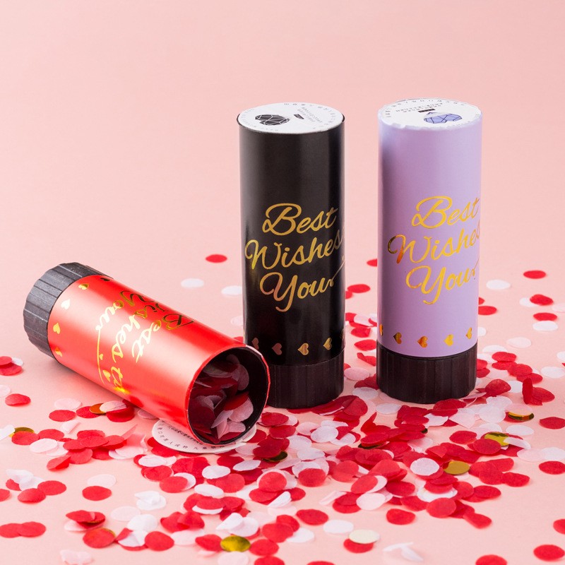 Tun de Confetti, Best Wishes 11 x 4 cm, Model Buline din Hartie si Folie, Rosu [4]