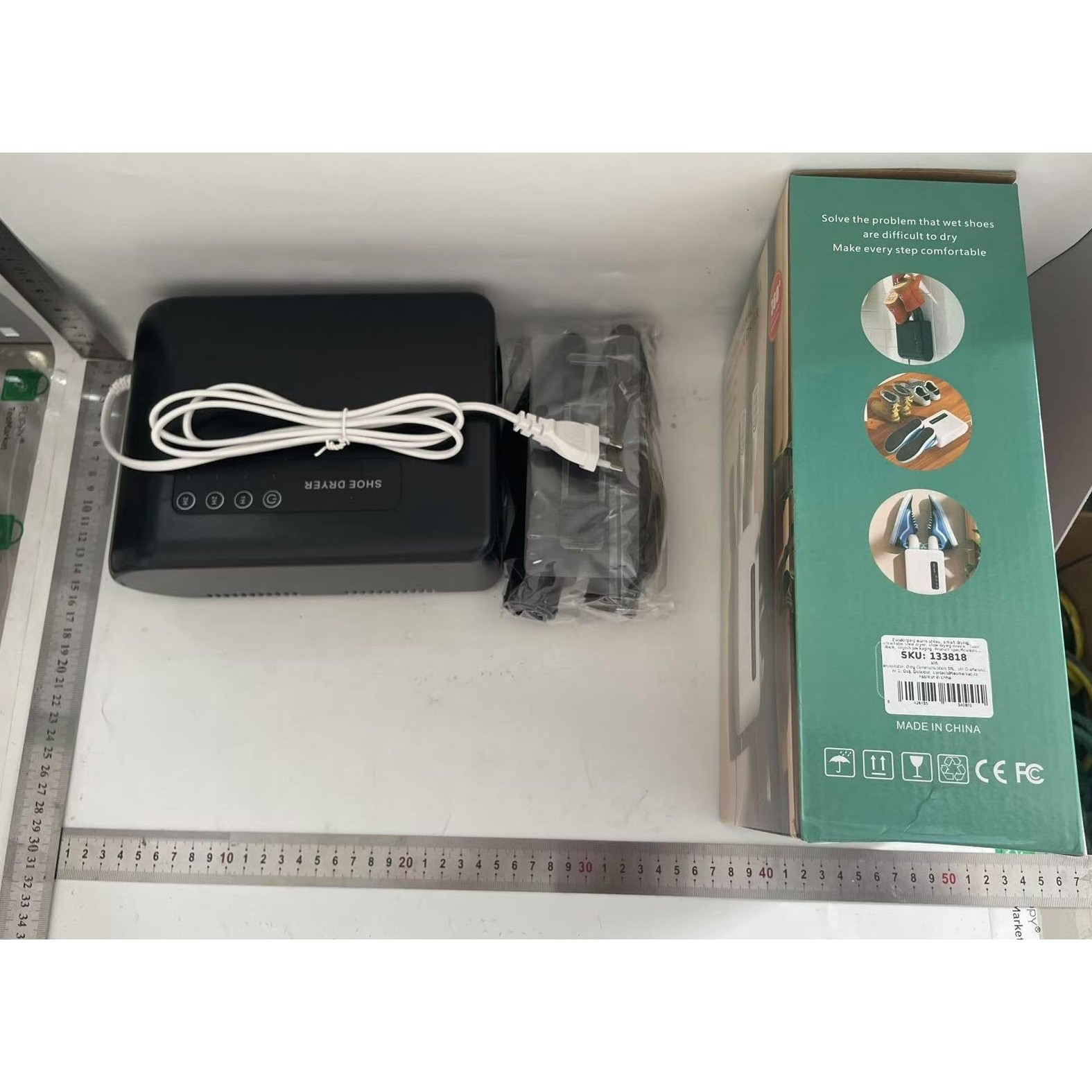 Uscator de Pantofi, Functie de Uscare, Dezinfectie, Dezodorizare, Montaj pe Perete fara Perforare, din PVC, Silentios, Timer, Negru [4]