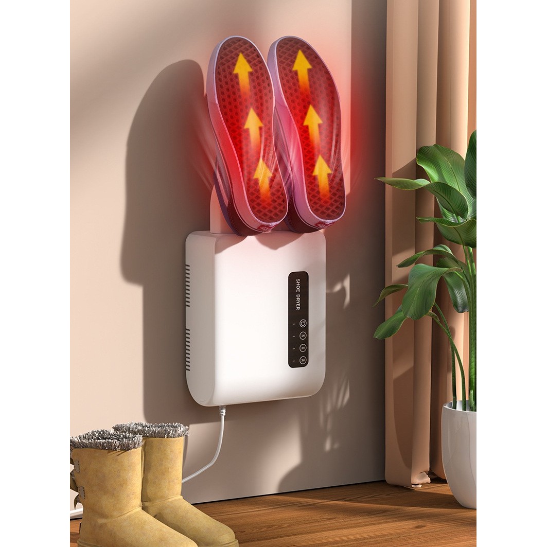 Uscator de Pantofi, Functie de Uscare, Dezinfectie, Dezodorizare, Montaj pe Perete fara Perforare, din PVC, Silentios, Timer, Alb [6]