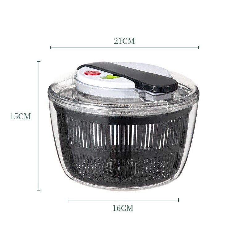 Uscator Manual pentru Salata si Verdeturi, Plastic, 16x15x21 cm, Capacitate 3L, Negru [8]