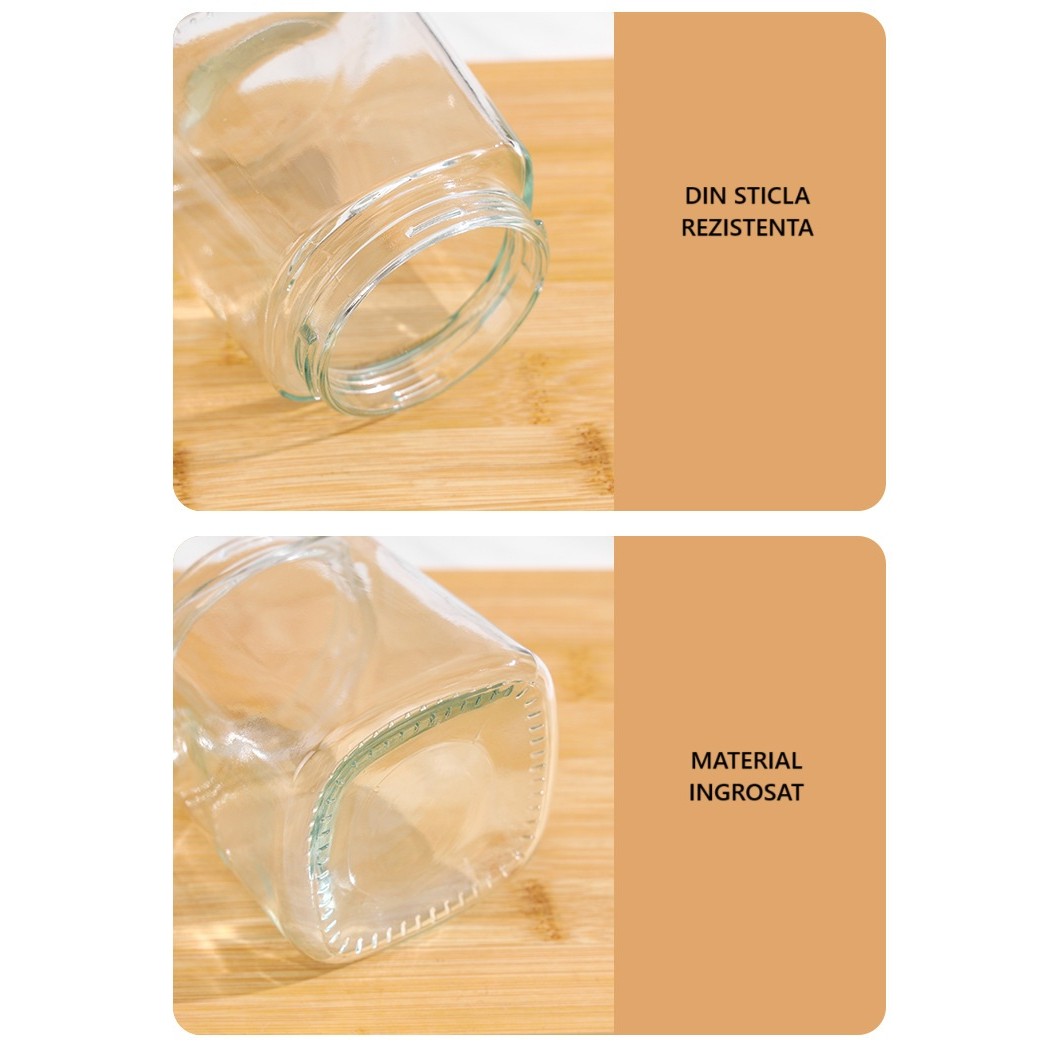 Recipient Condimente, din Stilca, 180 ml, cu Maner si Lingurita, 11.3 x 8.2 cm, Capac Ondulat, Galben [2]