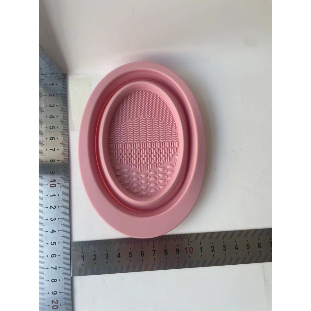 Accesoriu din silicon pentru curatarea accesoriilor makeup, pensule, buretei, 14.5 x 11,5 cm, 2 moduri de utilizare, pliabil, roz [12]