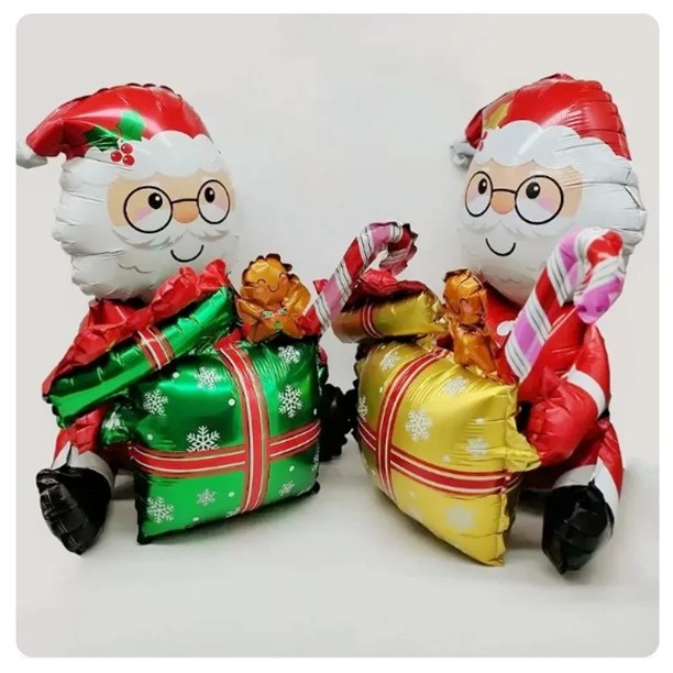 Balon Mos Craciun cu Cadou, din Folie de Aluminiu, 102x83cm, Multicolor [2]