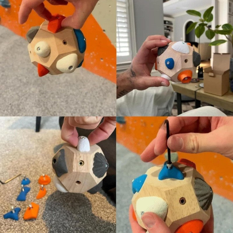 Bloc de Antrenat Forta Degetelor, pentru Escaladat, din Lemn, 11 x 11 cm, Multicolor [4]