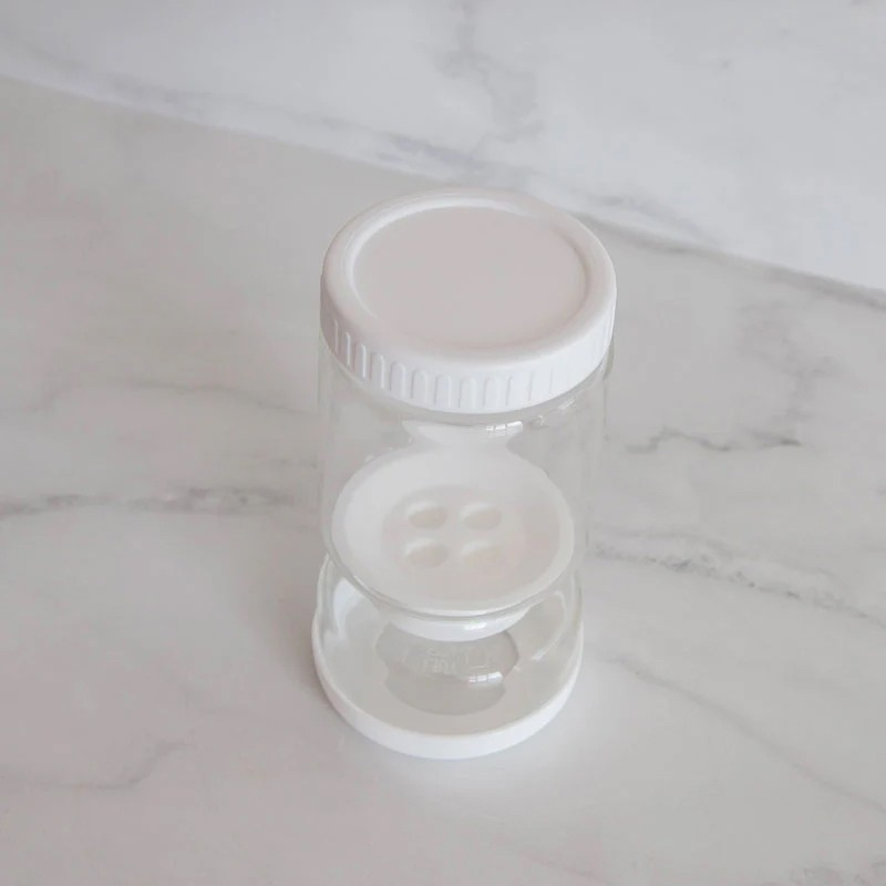 Borcan de Muraturi, Flippy, Borcan cu Separator Divizat de 34oz pentru Lichide, Ermetic, Termorezistent, Tip Clepsidra, 800 ml, 21 x 11 x 11 cm, Alb [2]