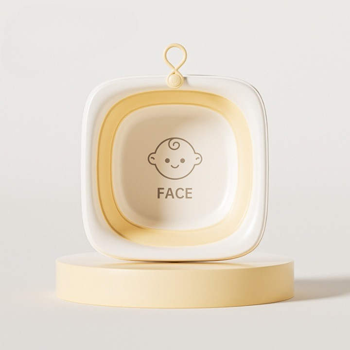 Cada Pliabila pentru Baie pentru Copii, Cadita pentru Bebelusi, Model Patrat pentru Fata, Galben, 32x27.5x3.7 cm, 4 L [2]