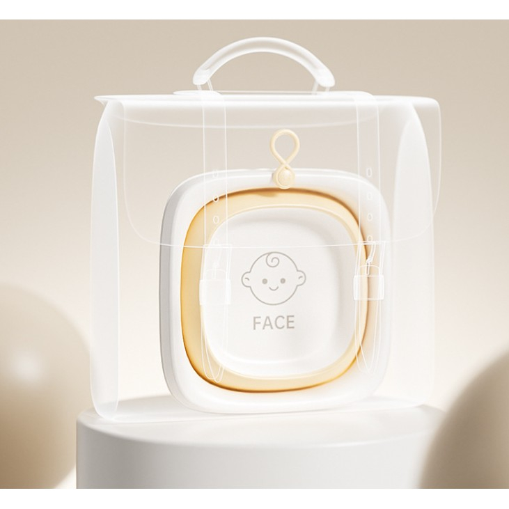 Cada Pliabila pentru Baie pentru Copii, Cadita pentru Bebelusi, Model Patrat pentru Fata, Galben, 32x27.5x3.7 cm, 4 L [3]