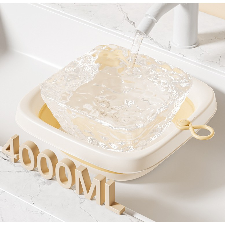 Cada Pliabila pentru Baie pentru Copii, Cadita pentru Bebelusi, Model Patrat pentru Fata, Galben, 32x27.5x3.7 cm, 4 L [5]