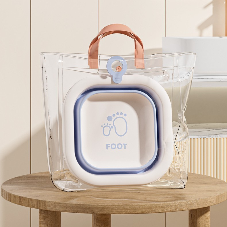 Cada Pliabila pentru Baie pentru Copii, Cadita pentru Bebelusi, Model Patrat pentru Picioare, Albastru, 30x30x3.5 cm, 3.5 L [6]