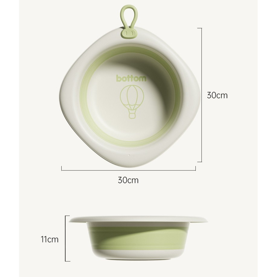 Cada Pliabila pentru Baie pentru Copii, Cadita pentru Bebelusi, Model Romb cu Balon, Verde, 31.5x31.5x3.5 cm, 3L [14]