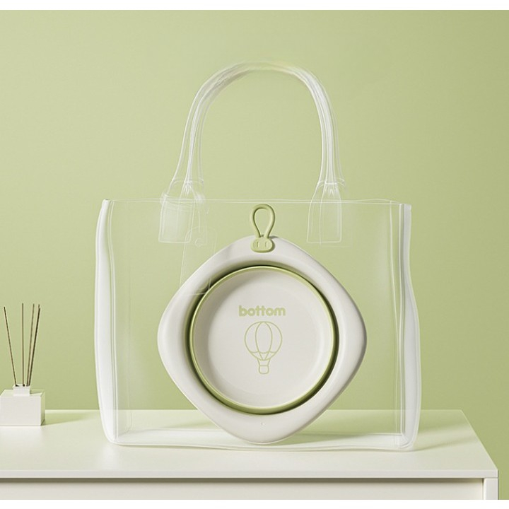 Cada Pliabila pentru Baie pentru Copii, Cadita pentru Bebelusi, Model Romb cu Balon, Verde, 31.5x31.5x3.5 cm, 3L [7]