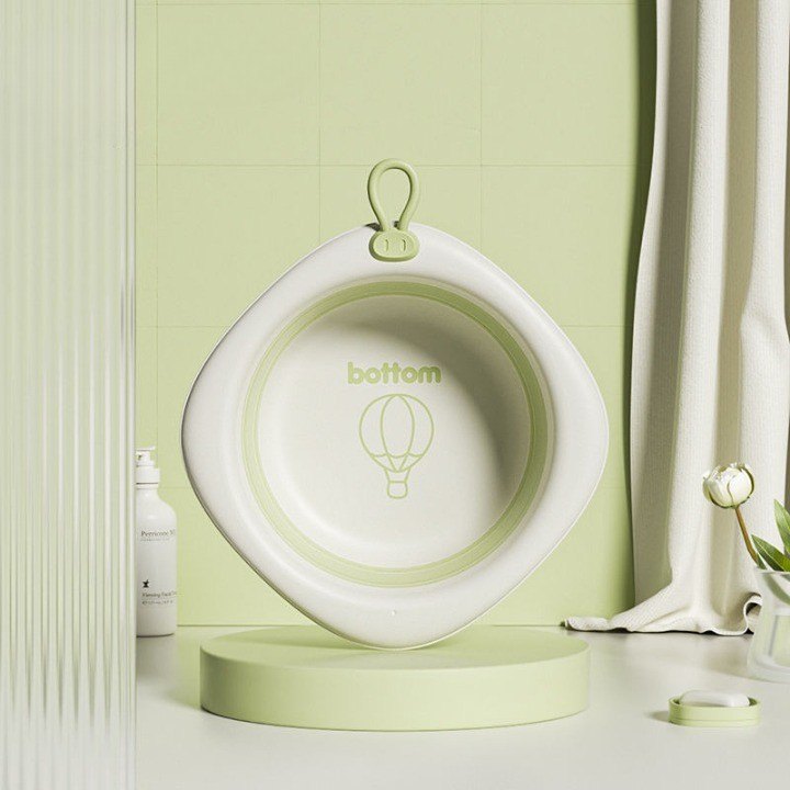 Cada Pliabila pentru Baie pentru Copii, Cadita pentru Bebelusi, Model Romb cu Balon, Verde, 31.5x31.5x3.5 cm, 3L [5]