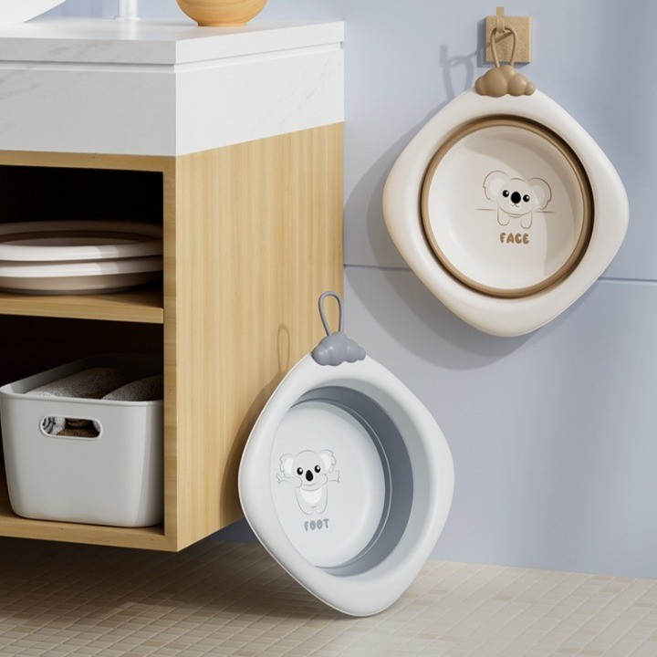 Cada Pliabila pentru Baie pentru Copii, Cadita pentru Bebelusi, Model Romb pentru Picioare Koala, Gri, 30x30x3.5 cm, 4L [5]