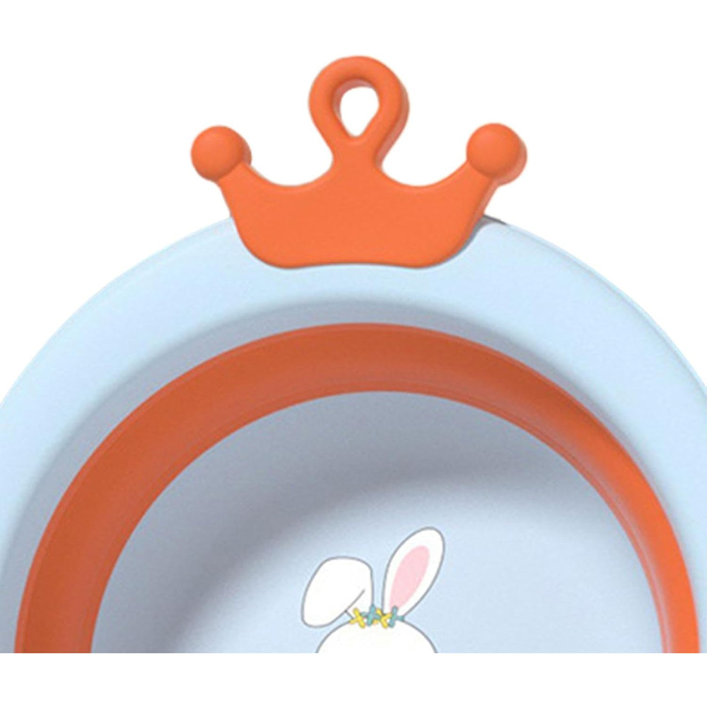 Cada Pliabila pentru Baie pentru Copii, Cadita pentru Bebelusi, Model Rotund cu Iepuras, Blue, 30x31x3.5 cm, 3.3 L [4]