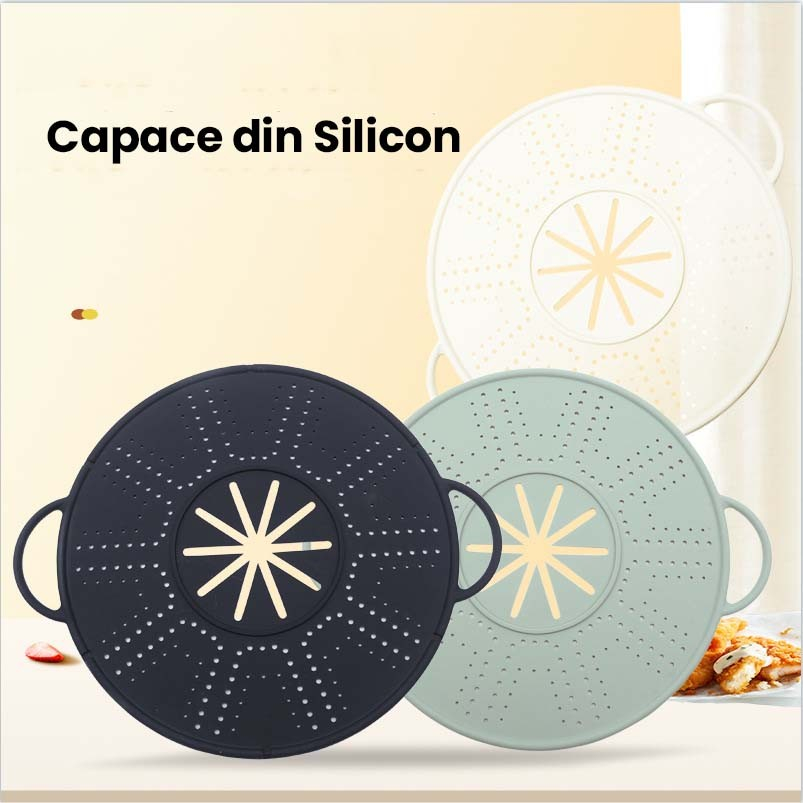 Capac Sita pentru Tigaie, Flippy, 28 inch, Capac din Silicon pentru Scuregere, Rezistent la Remperaturi ridicate, Anti-Stropire, Deflector de Ulei, Verde deschis [5]