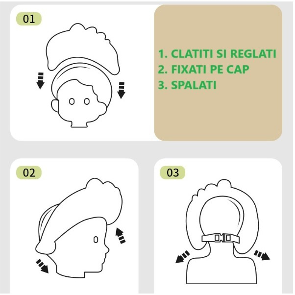 Casca de Dus, Previne Scurgerea Apei si Samponului pe Fata, 0-12 Ani, Ajustabila, din TPE+PP, 20 x 23 cm, Model Coroana, Albastru [5]