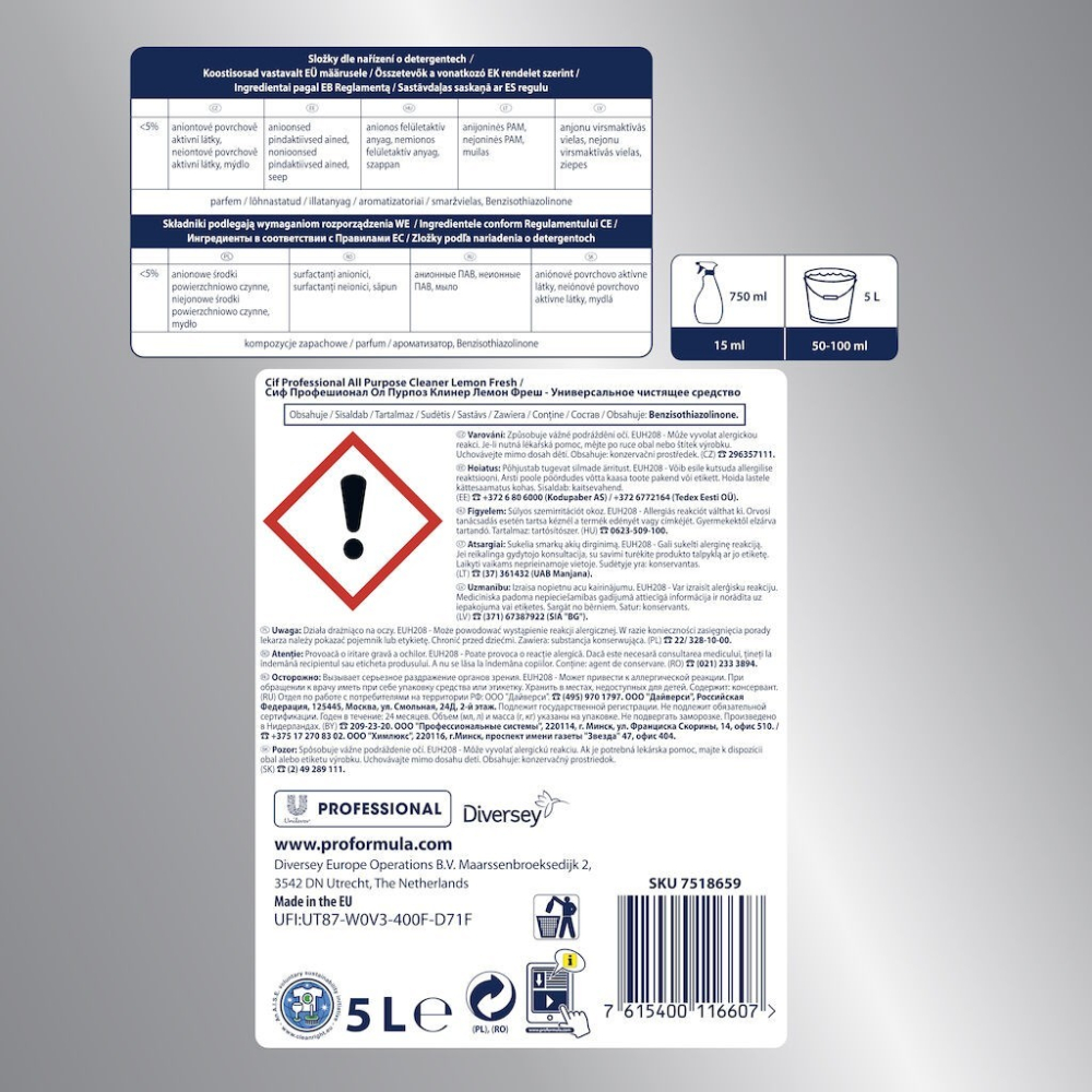 CIF Professional APC Lemon Fresh - Detergent Universal, Parfum de Lamaie 5 L [6]