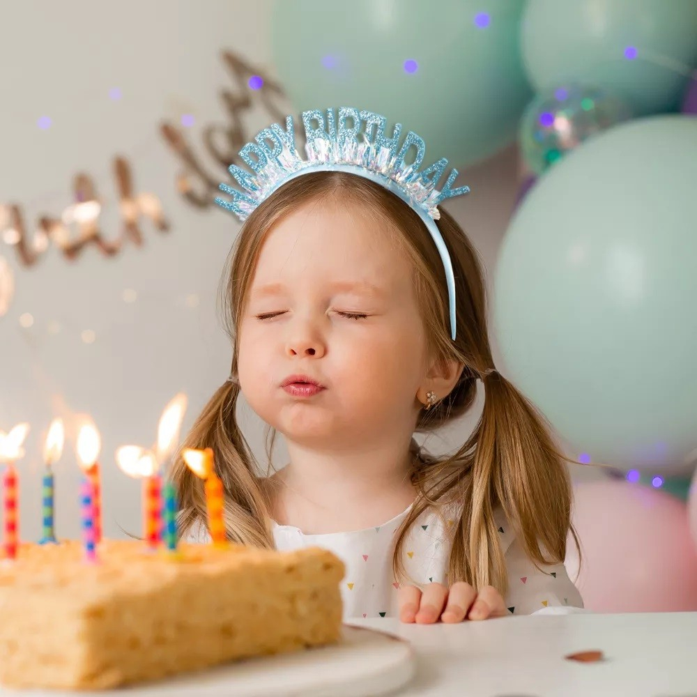 Coronita Decorativa pentru Petreceri, Tema Aniversare, Model Happy Birthday, Marime Universala, Albastru [5]