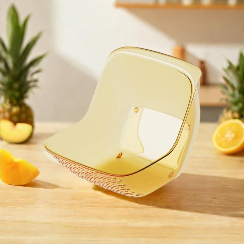 Cos de Spalat Legume/Fructe, cu Scurgere Apa, din PET, 15.5 x 18.6 x 16.2 cm, Galben [2]