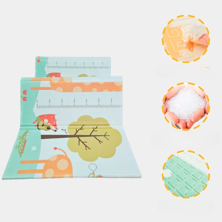 Covoras de Joaca pentru Copii Termic cu 2 Fete, Model Girafe si Pinguini, cu Spuma, Impermeabil, Antiderapant, 200cm x 180cm x 1cm [2]