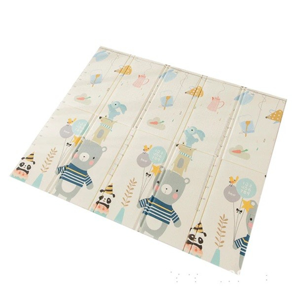 Covoras pentru Copii, cu 2 Fete, Model Panda/Party, din XPE+PE, Impermeabil, Antiderapant, Protectie Termica, +3 Luni, Pliabil, 180 x 200 x 1 cm, Multicolor [3]