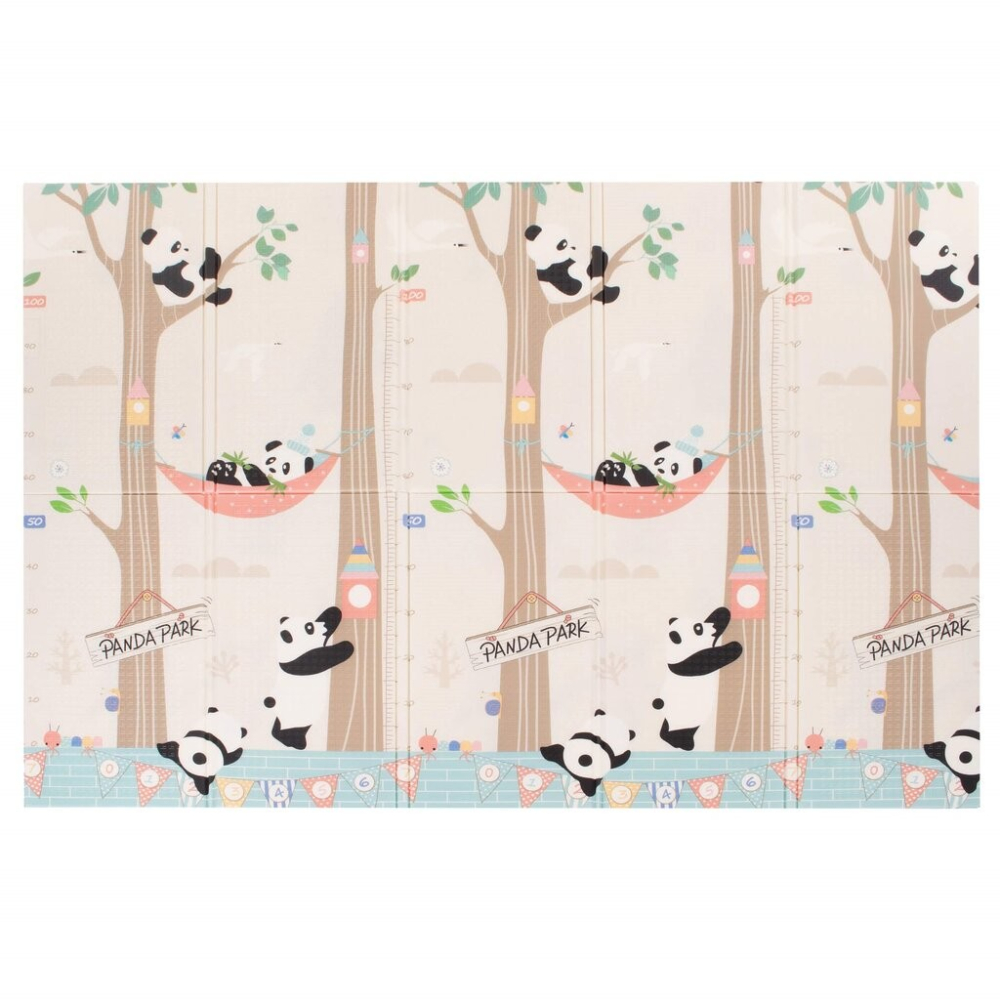 Covoras pentru Copii, cu 2 Fete, Model Panda/Party, din XPE+PE, Impermeabil, Antiderapant, Protectie Termica, +3 Luni, Pliabil, 180 x 200 x 1 cm, Multicolor [1]