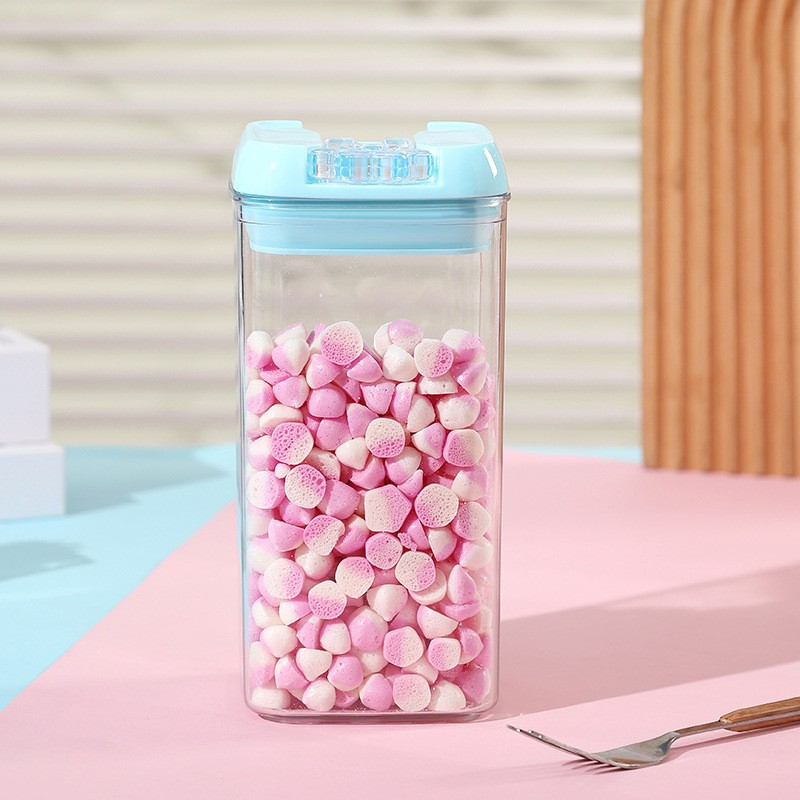 Cutie de Depozitare Alimente, 1.2L, Capac Albastru, din PP+PET, Inchidere Ermetica, 10 x 10 x 20.5 cm, Transparent [5]