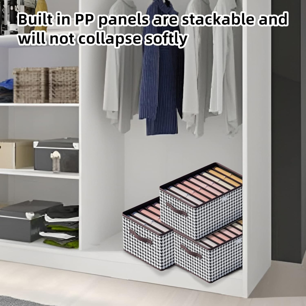 Cutie De Depozitare, Pentru Haine, Lenjerie, Sosete Si Sutiene, Material Textil, 9 Compartimente, 44x30x20 cm, Culoare Alb-Negru [4]