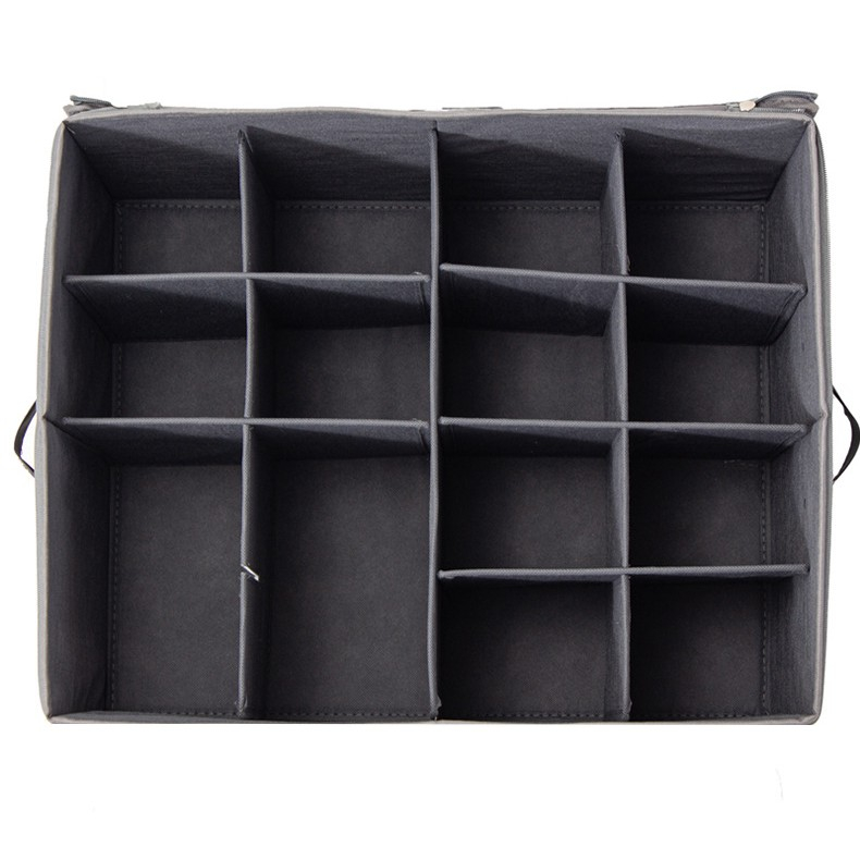 Cutie de Depozitare pentru Pantofi, 53x42x33 cm, cu Capac Transparent si Fermoar, din Panza Oxford, Pliabila, Gri [5]