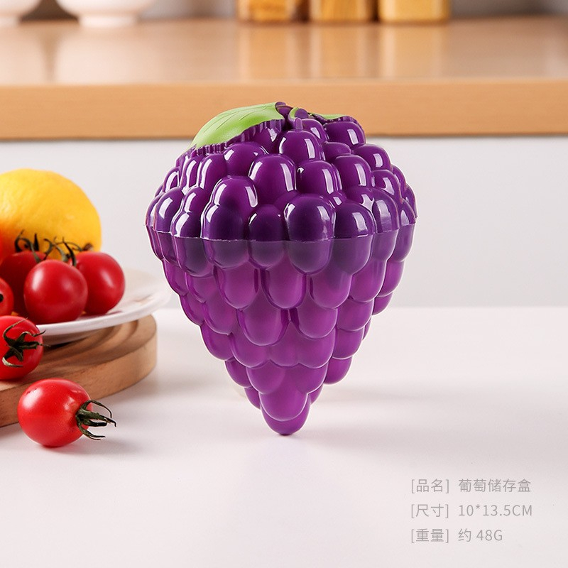 Cutie de depozitare si pastrare a alimentelor, Plastic, Model Strugure, 10x10x13.5 cm, Mov [4]