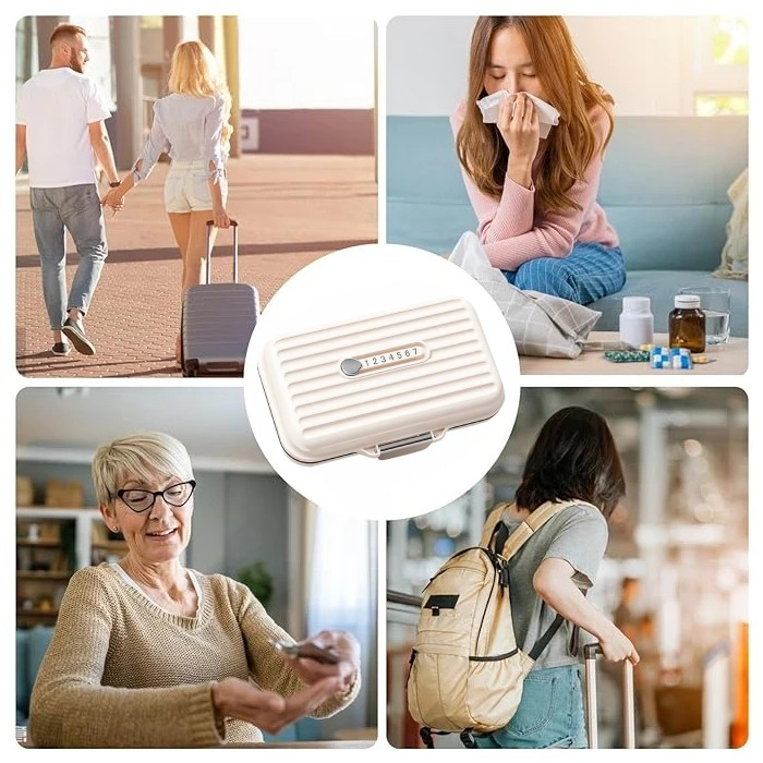 Cutie Medicamente, Bej, 7 Compartimente, Portabila si Compacta, 11x7.2x3.5 cm, Ideala pentru Uzul Cotidian [4]