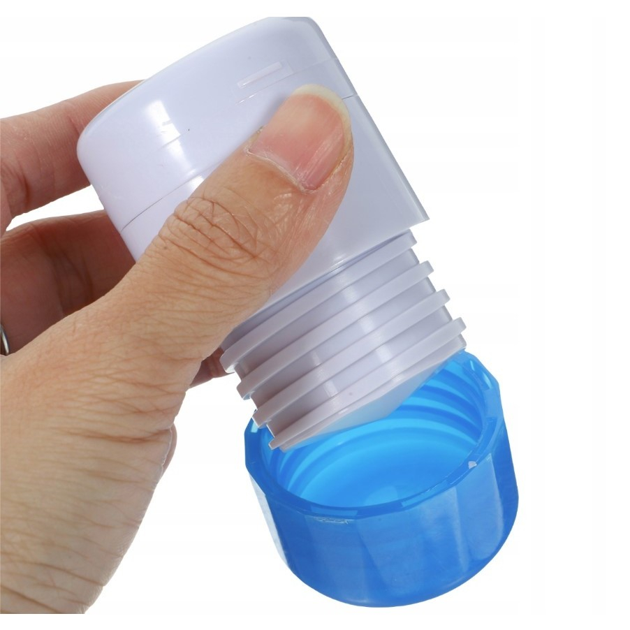 Cutie Pastile Multifunctionala, Flippy, 4 in 1, Pahar Apa, Taiere, Sfaramare, Depozitare, Compact, ABS cu Lama din Inox, Alb/Albastru, 8.7x6.2x4.1 cm [7]