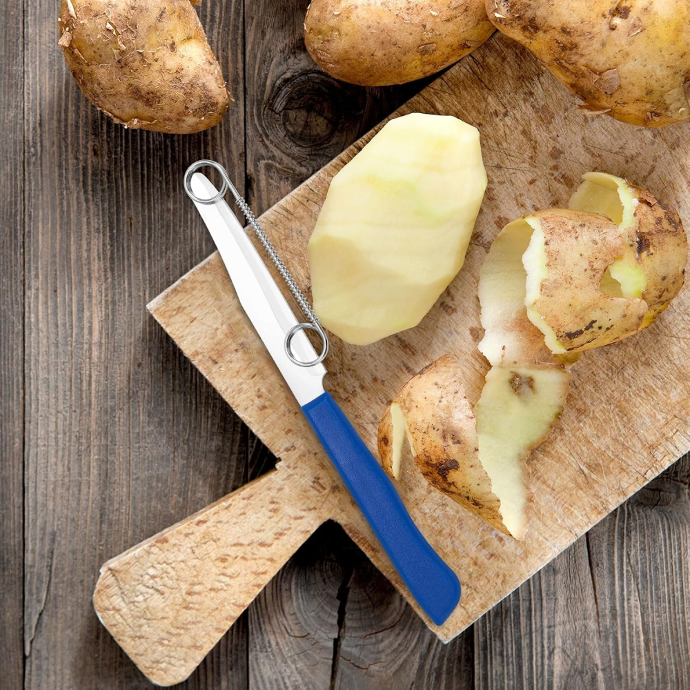 Cutit 2in1, Flippy, Feliere/Curatare, Grosime Feliere Reglabila, 22 cm, din Otel Inoxidabil, Albastru [2]