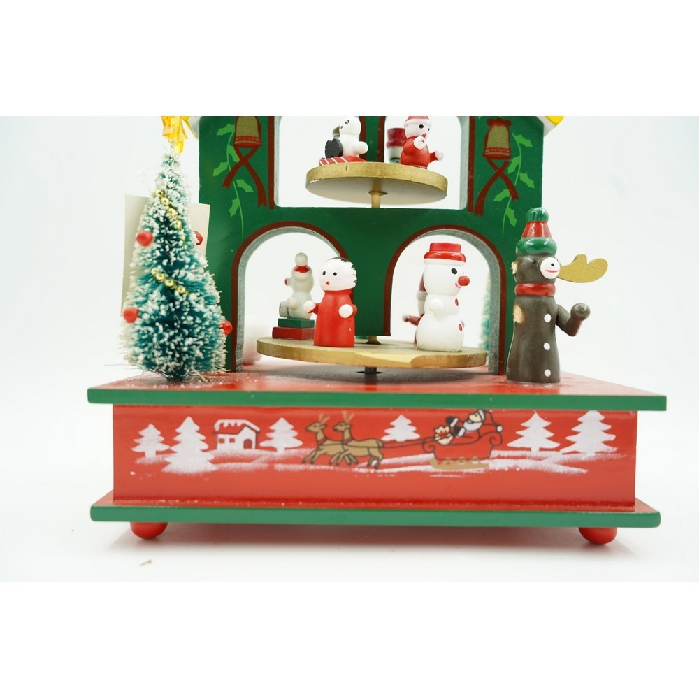 Cutiuta muzicala decorata, Casuta de Craciun, Multicolor, din Lemn, 17 cm x 20 cm, Interior, [8]