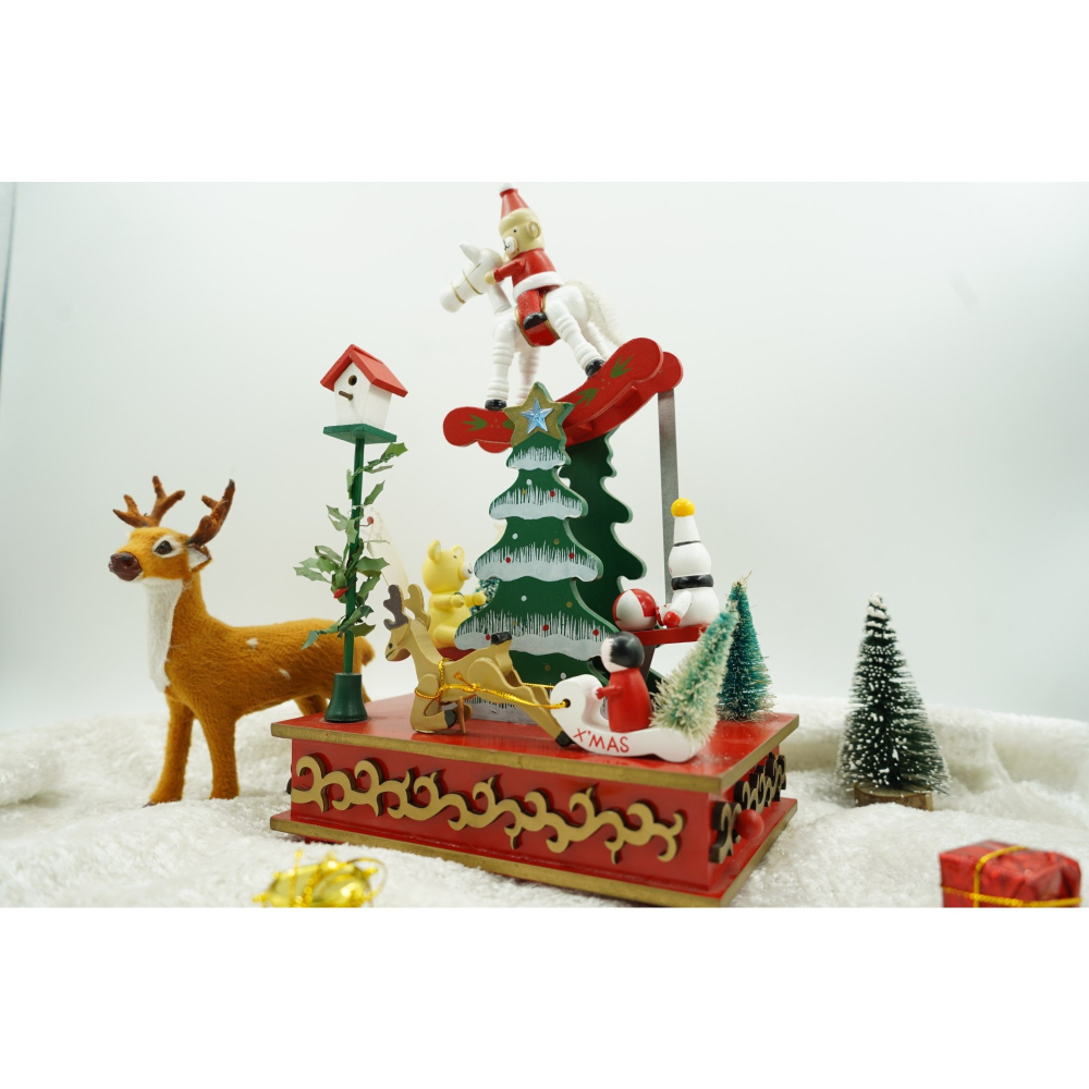 Cutiuta muzicala decorata de Craciun, Multicolor, din Lemn, 17 cm x 27.5 cm, Interior, [4]