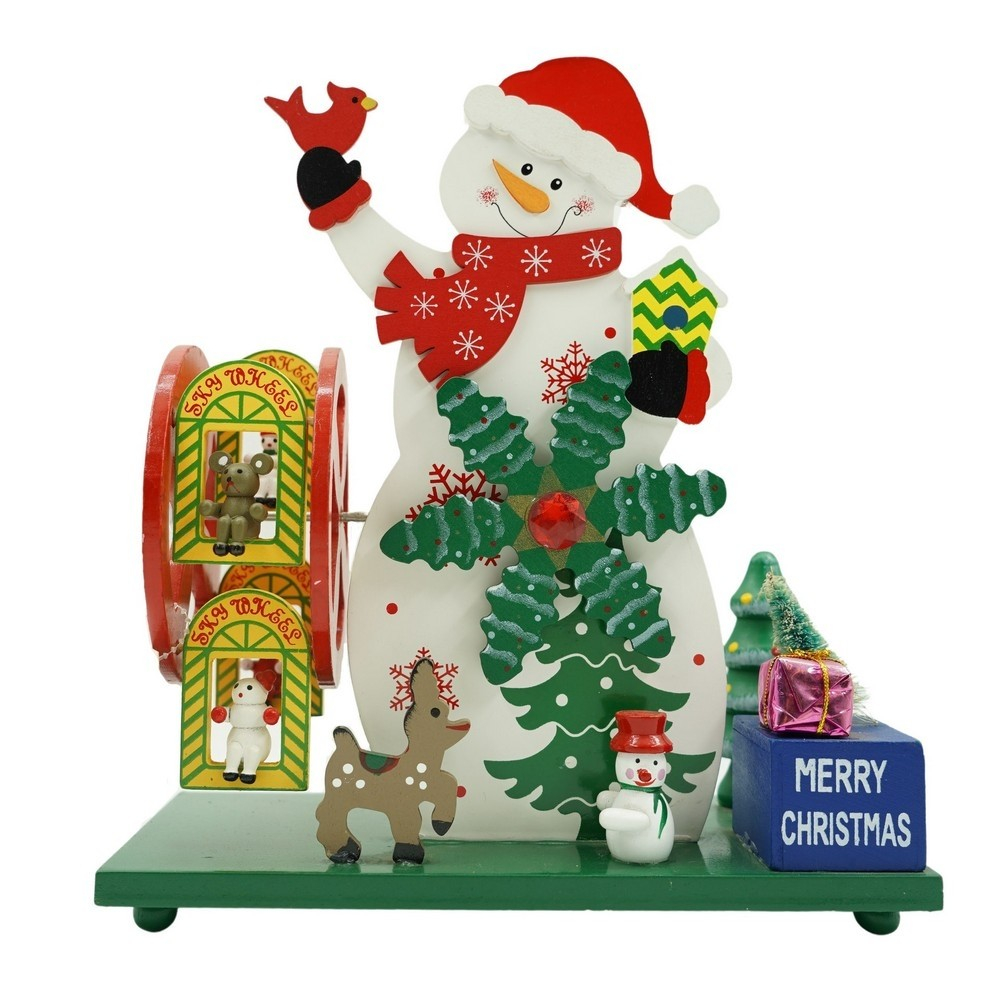 Cutiuta muzicala decorata de Craciun, Om de zapada, Multicolor, din Lemn, 21.5 cm x 24.5 cm, Interior, [1]