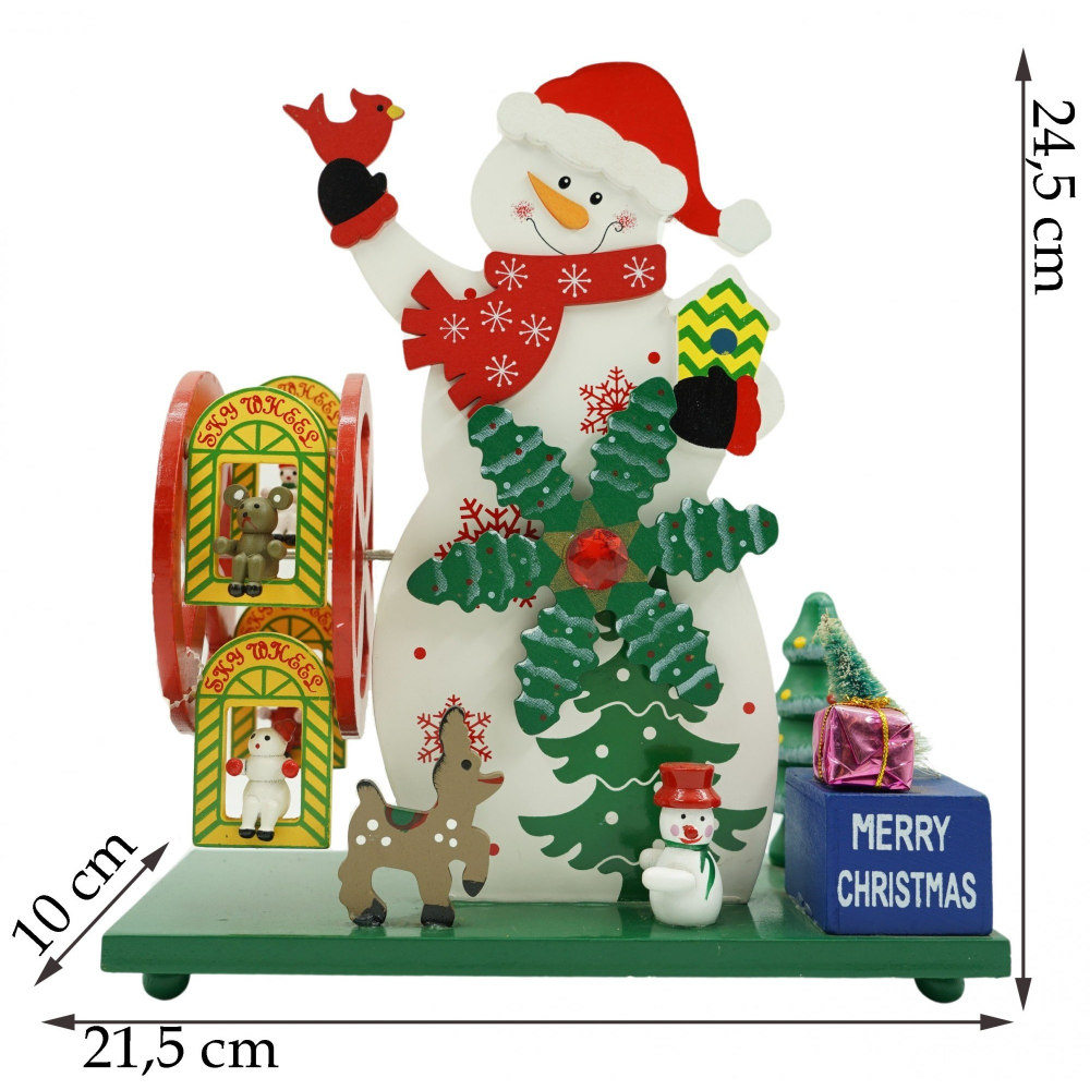 Cutiuta muzicala decorata de Craciun, Om de zapada, Multicolor, din Lemn, 21.5 cm x 24.5 cm, Interior, [6]