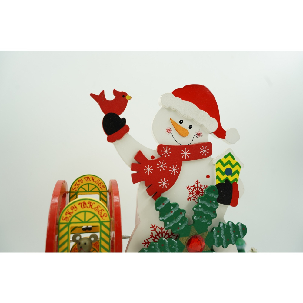 Cutiuta muzicala decorata de Craciun, Om de zapada, Multicolor, din Lemn, 21.5 cm x 24.5 cm, Interior, [2]