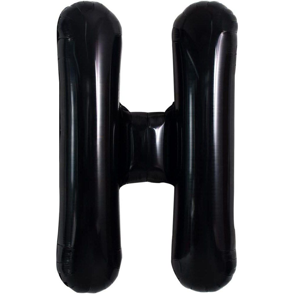 Balon Folie Metalizata Litera H, 40 cm, Umflati cu Heliu sau Aer, Ambalaj Individual, Pai inclus, Negru [5]