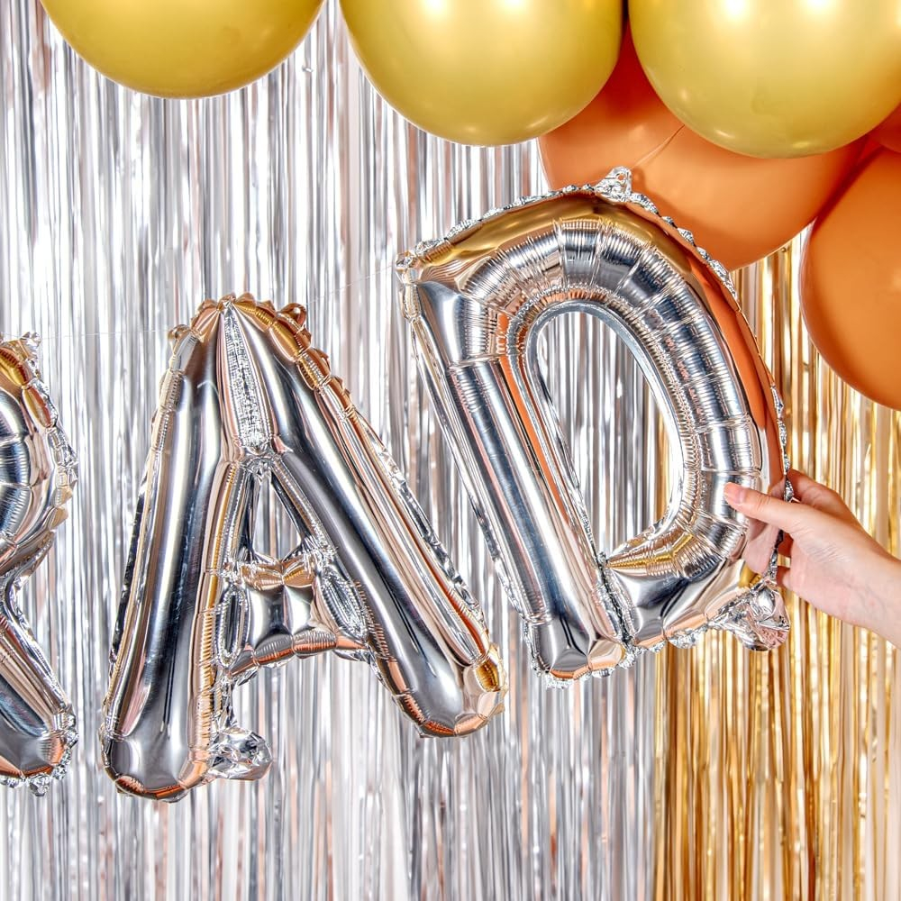 Balon Folie Metalizata Litera A, 80 cm, Umflati cu Heliu sau Aer, Ambalaj Individual, Pai inclus, Argintiu [7]