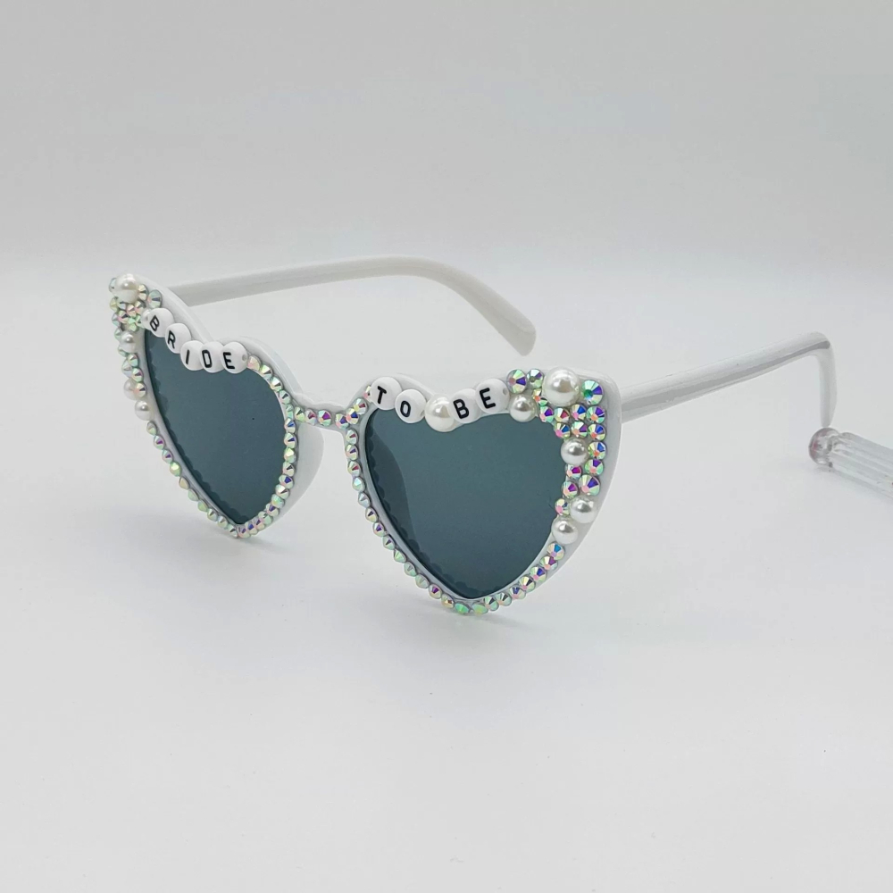 Ochelari Decorativi, Model Bride to Be, cu Perle si Diamante, pentru Nunta, din PC, 15.3 x 5.7 x 14.5 cm, Alb [2]