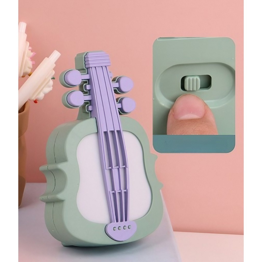 Lampa de Veghe, cu Protectie pentru Ochi, Model Violina, Lumina Calda, Incarcare USB, ABS, 14.3x5x9.9 cm, Verde/ Mov [3]