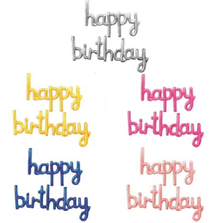 Set Baloane din Folie Metalizata, Model Happy Birthday, 45x85 cm, 45x124cm, Baloane Party, Ambalaj Individual, Pai Inclus, Umflare cu Aer sau Heliu, Albastru [7]