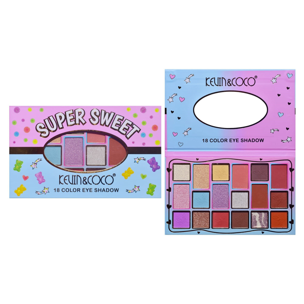 Palete de Machiaj, KEVIN &amp; COCO, Pink Blue, Fard de Pleoape, 18 culori, 19.3 x 12 x 1.4 cm [6]