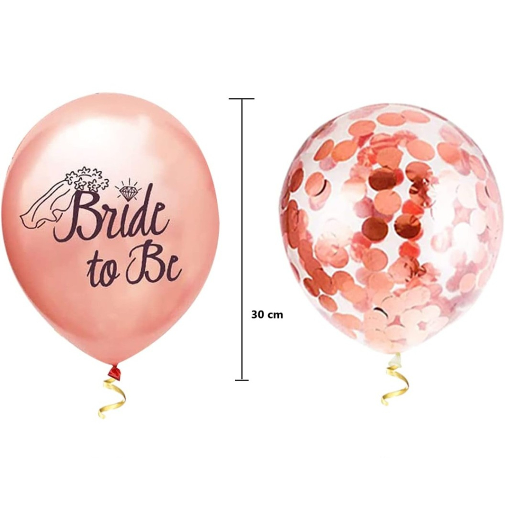 Set 10 Baloane din Latex, Model Party Bride To Be, 30 cm, 2.8 g, Transparent, cu Confetti, Roz [5]