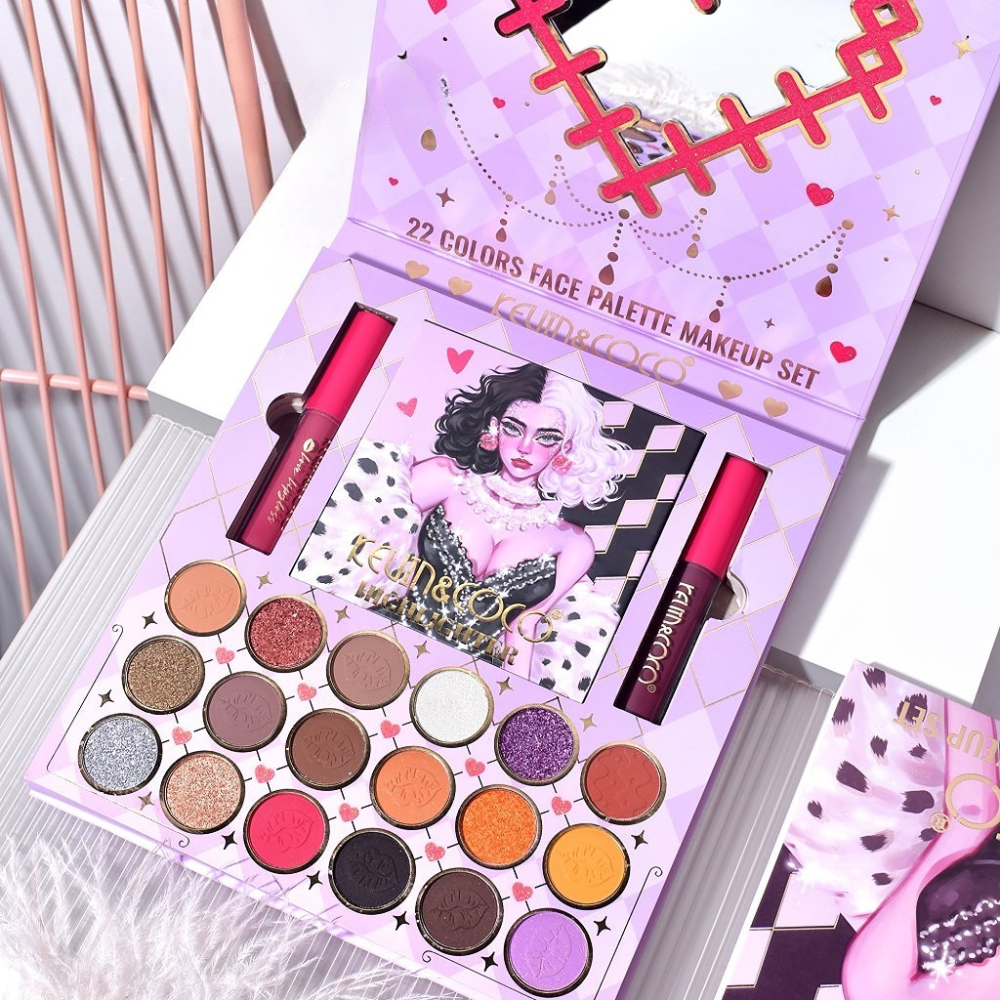 Set 4 Produse de Machiaj, KEVIN &amp;amp; COCO, Black-White Witch, 22 culori, 19.7 x 21.2 x 2.5 cm [3]