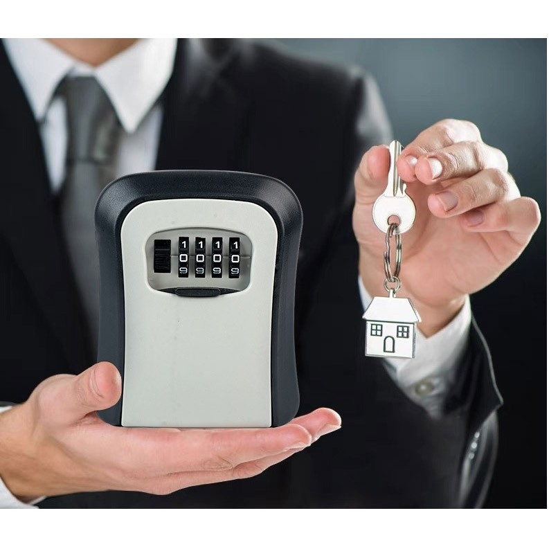 Cutie pentru Chei cu Parola, din Aliaj de Aluminiu si Plastic, Cod din 4 Cifre, Impermeabila, Gri [3]