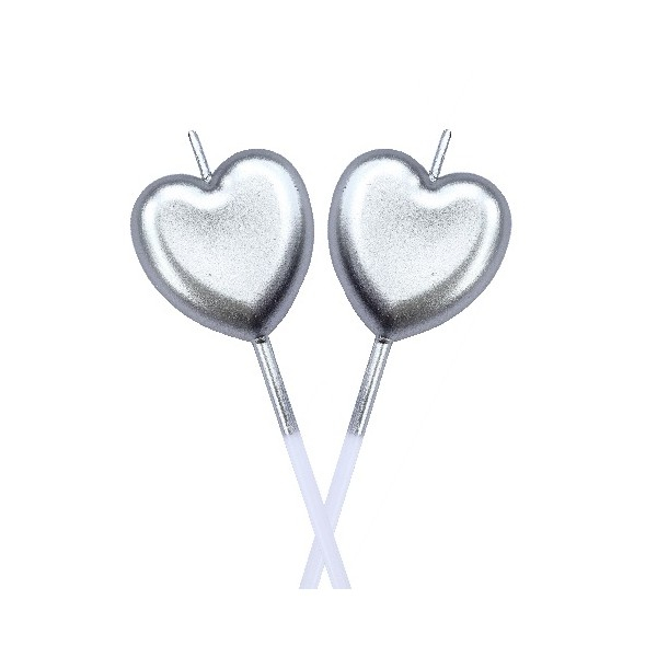 Lumanare de Tort, Model Inima, Party, 8.5 x 3 cm, Argintiu [2]