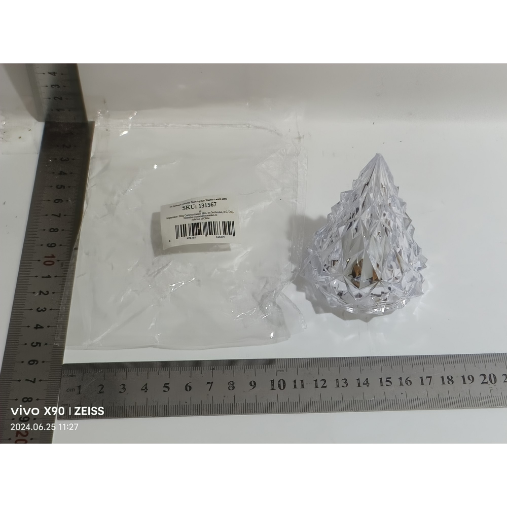 Lampa de Veghe, Model IceBerg, Lumina Calda, cu Baterii, Transparenta, 6.5x8 cm [2]