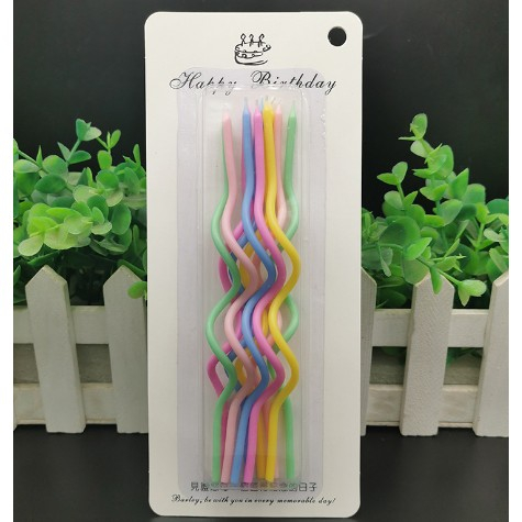 Set 10 Lumanari de Tort, Model Spiralat, 17 x 0.34 cm, din Ceara, Multicolor [2]